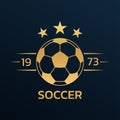 Soccer logo. Football club or team emblem, badge, icon design with a ball. Sport tournament, league, championship label. Royalty Free Stock Photo